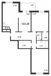 Трёхкомнатная квартира 103.28 м²